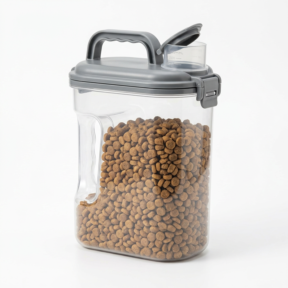 2KG Pet Food Storage Container Dog Cat Dry Kibble Dispenser Airtight Pour Spout