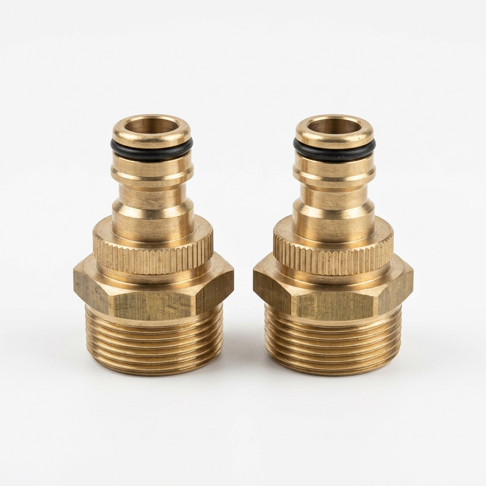 2xBrass Tap Connector Adaptor Universal Garden Tools Water Fit Hose Pipe Outdoor