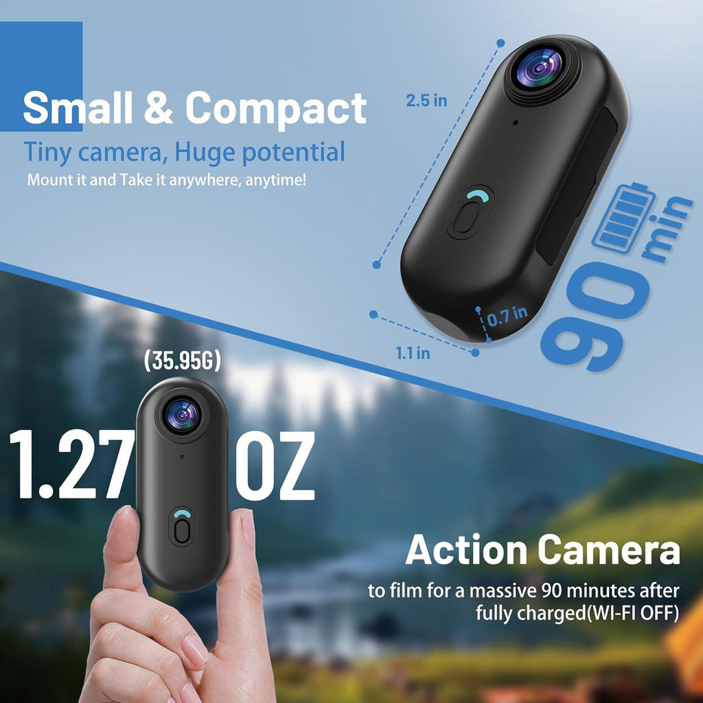 4K Mini Action Cam (Wi-Fi, 128GB) Wearable Body Cam