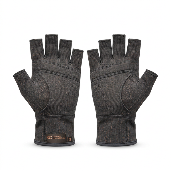 Copper Compression Gloves Anti Arthritis Fingerless Hand Support Pain Relief