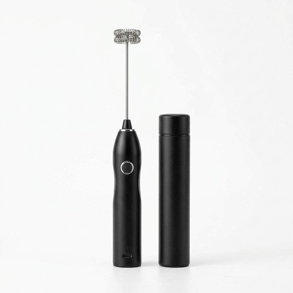 Rechargeable Electric Milk Frother 19000RPM Portable Travel Coffee Whisk and Cover